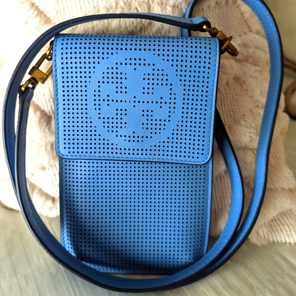 Tory Burch Logo Perforated Phone Crossbody Bag